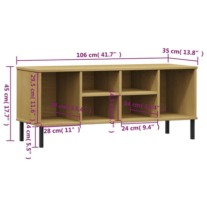 Schuhregal OSLO mit Metallbeinen Braun 106x35x45 cm Massivholz