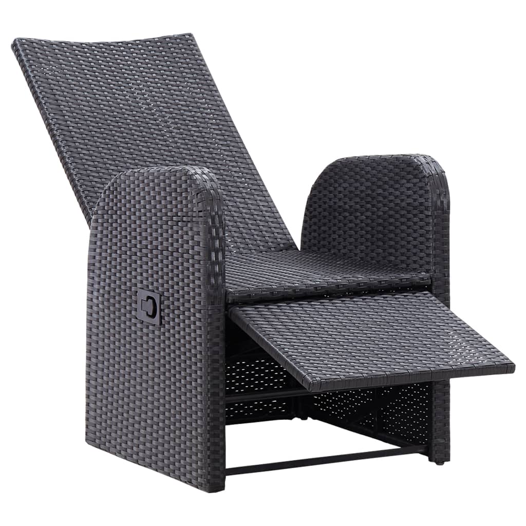 Gartensessel mit Kissen 2 Stk. Verstellbar Schwarz Poly Rattan