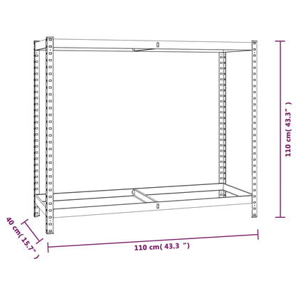 Reifenregale mit 2 Böden 3 Stk. Silbern 110x40x110 cm Stahl