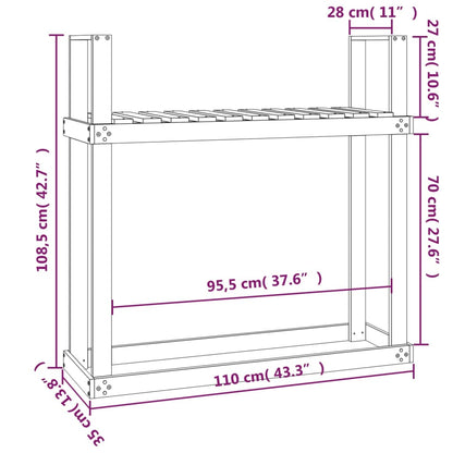 Kaminholzregal Weiß 110x35x108,5 cm Massivholz Kiefer