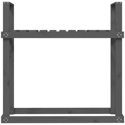 Kaminholzregal Grau 110x35x108,5 cm Massivholz Kiefer