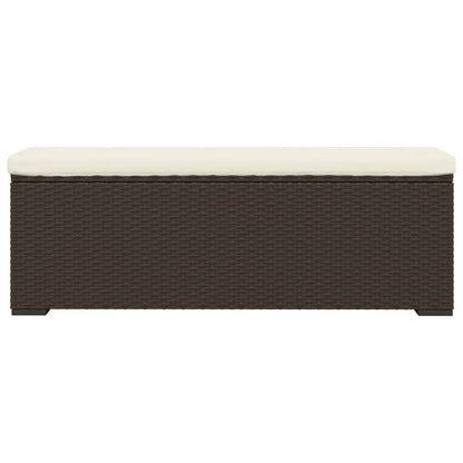 Hockerbank mit Sitzkissen Braun 110x30x40 cm Poly Rattan