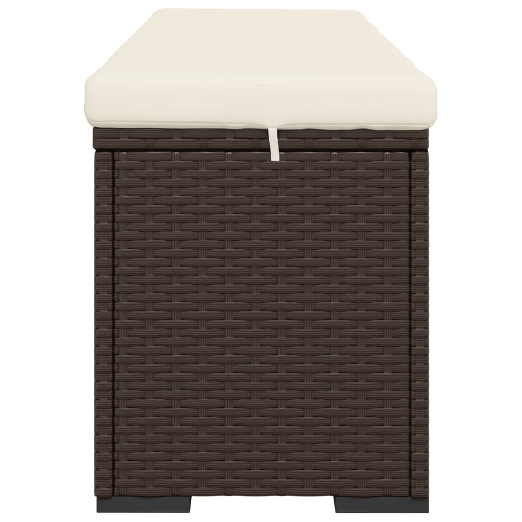 Hockerbank mit Sitzkissen Braun 110x30x40 cm Poly Rattan