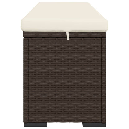 Hockerbank mit Sitzkissen Braun 110x30x40 cm Poly Rattan