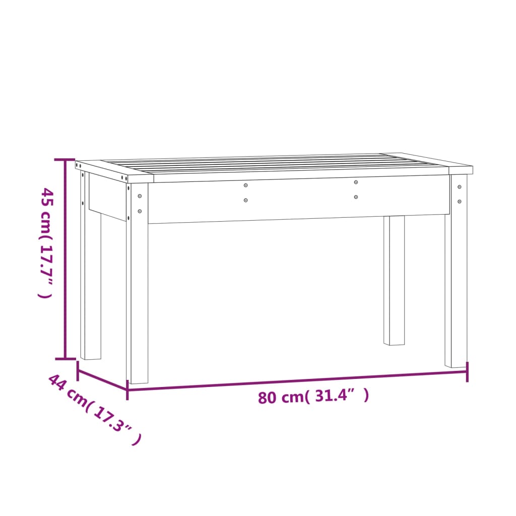 Gartenbank Weiß 80x44x45 cm Massivholz Kiefer