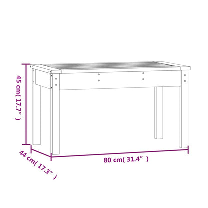 Gartenbank Weiß 80x44x45 cm Massivholz Kiefer