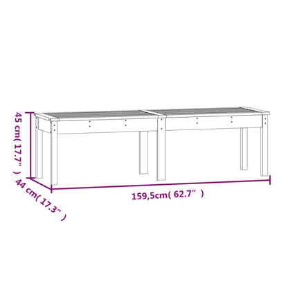 Gartenbank 2-Sitzer 159,5x44x45 cm Massivholz Kiefer