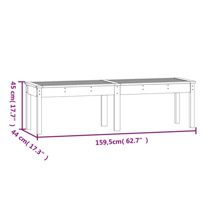 Gartenbank 2-Sitzer Grau 159,5x44x45 cm Massivholz Kiefer