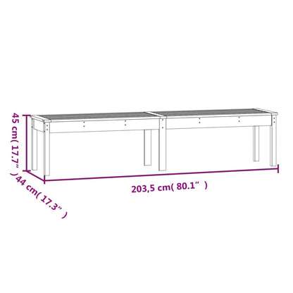 Gartenbank 2-Sitzer Grau 203,5x44x45 cm Massivholz Kiefer