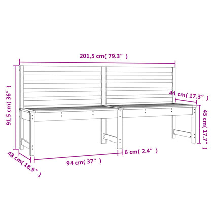 Gartenbank Schwarz 201,5 cm Massivholz Kiefer