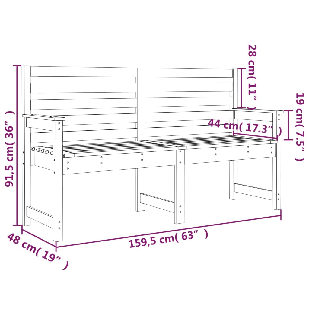 Gartenbank 159,5x48x91,5 cm Massivholz Douglasie