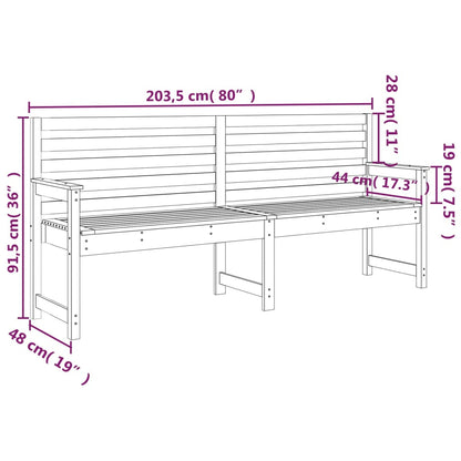 Gartenbank Grau 203,5x48x91,5 cm Massivholz Kiefer