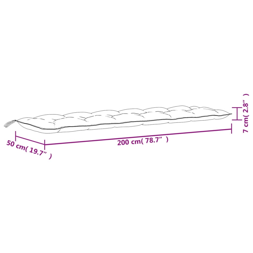 Gartenbank-Auflage Rosa 200x50x7 cm Stoff