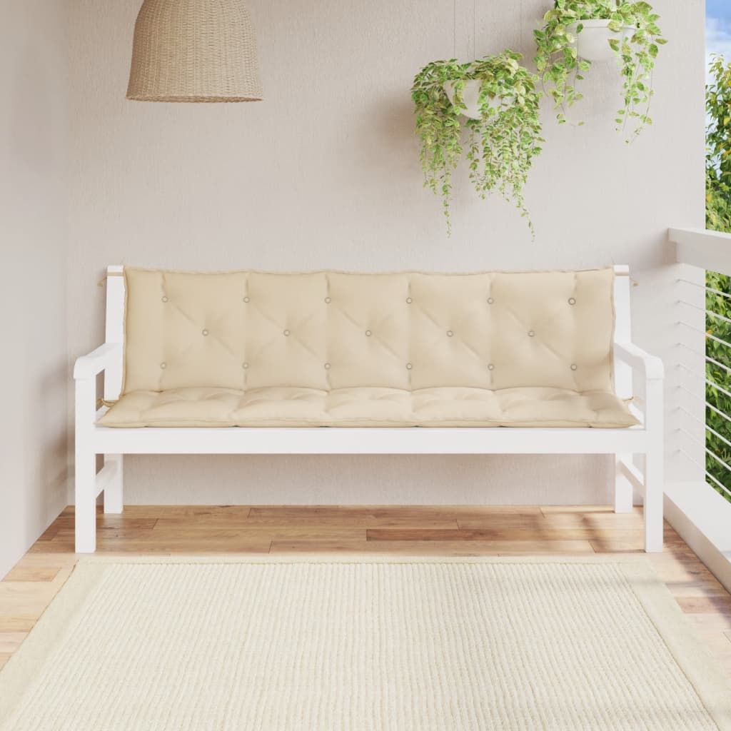 Gartenbank-Auflagen 2 Stk. Beige 180x50x7 cm Oxford-Gewebe