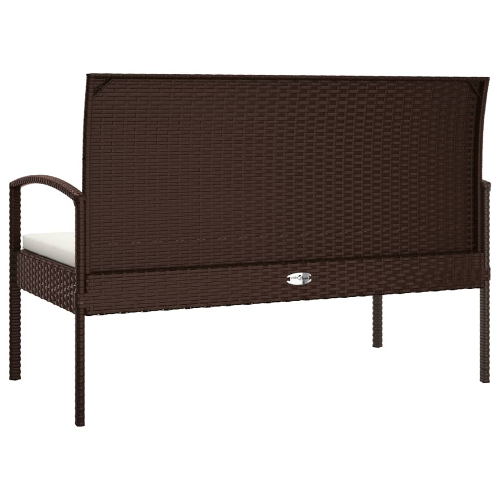 Gartenbank mit Kissen Braun 105 cm Poly Rattan