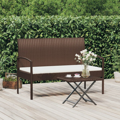 Gartenbank mit Kissen Braun 105 cm Poly Rattan