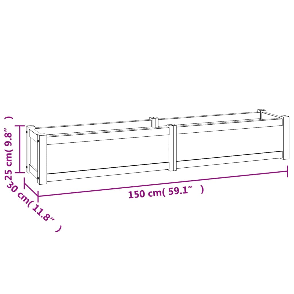 Hochbeet 150x30x25 cm Massivholz Teak