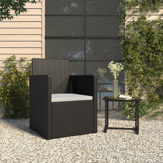 Gartensessel mit Kissen Schwarz Poly Rattan