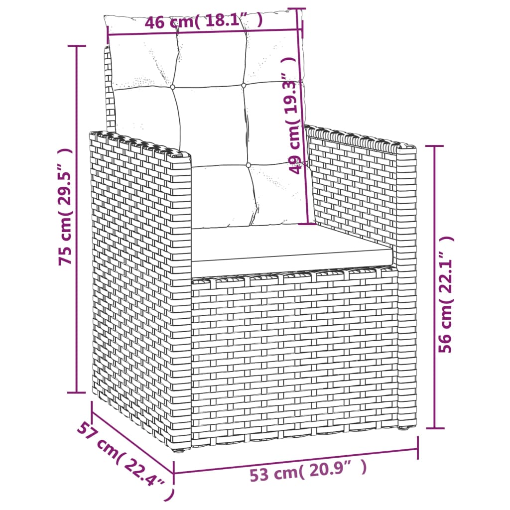 Gartensessel mit Kissen Schwarz Poly Rattan