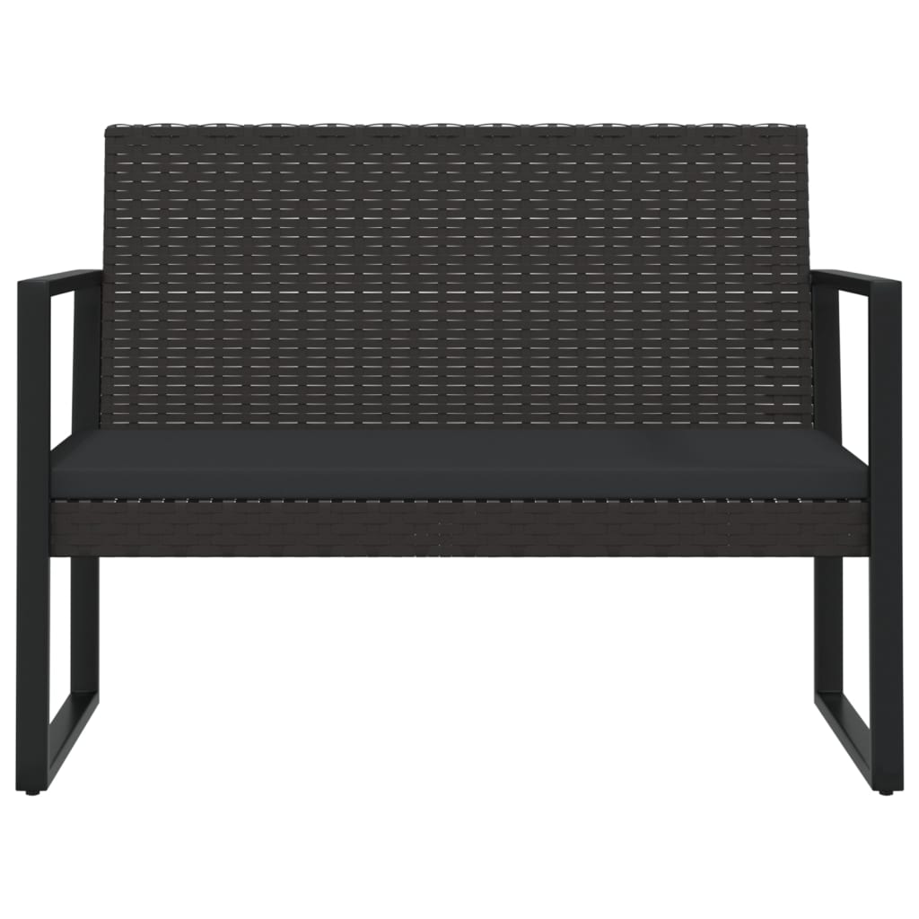 Gartenbank mit Kissen Schwarz 106 cm Poly Rattan