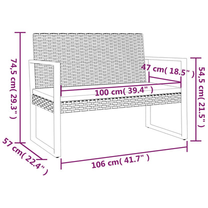 Gartenbank mit Kissen Schwarz 106 cm Poly Rattan