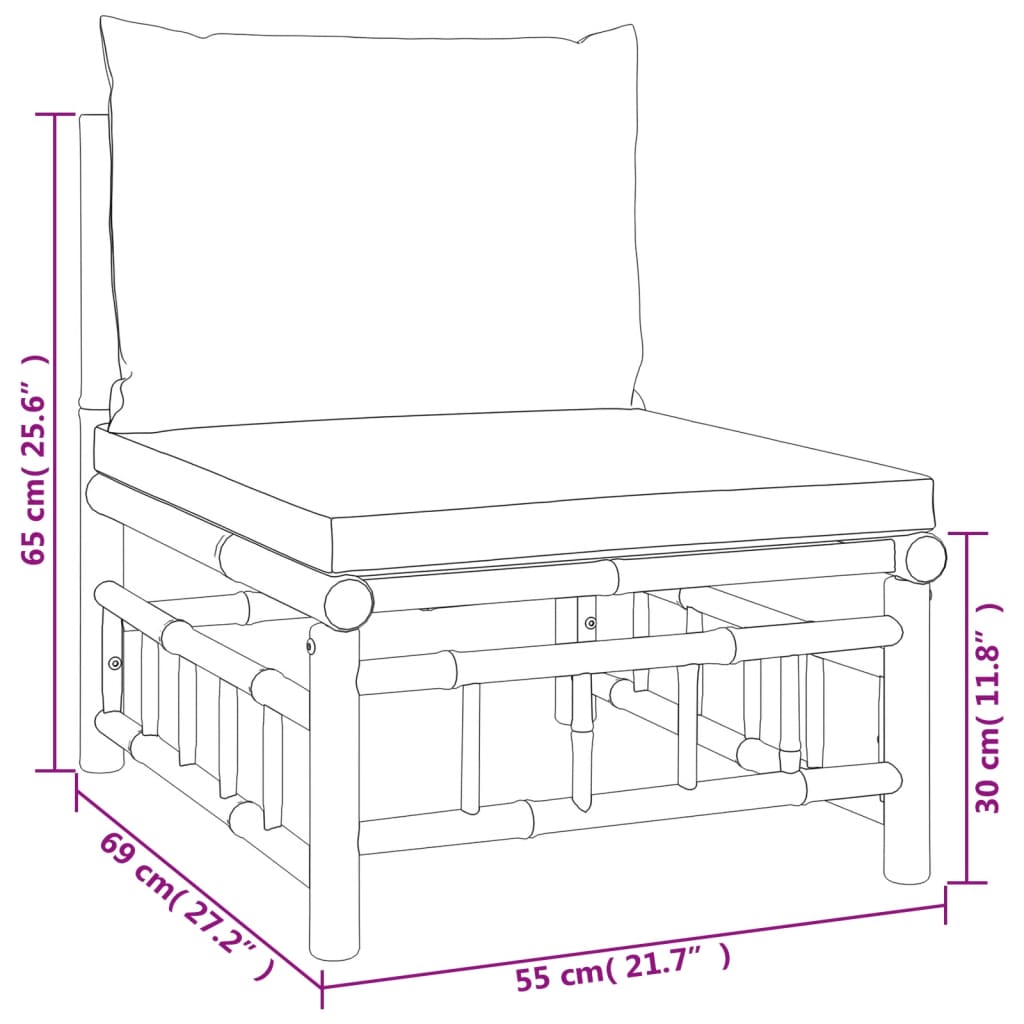 10-tlg. Garten-Lounge-Set mit Dunkelgrauen Kissen Bambus