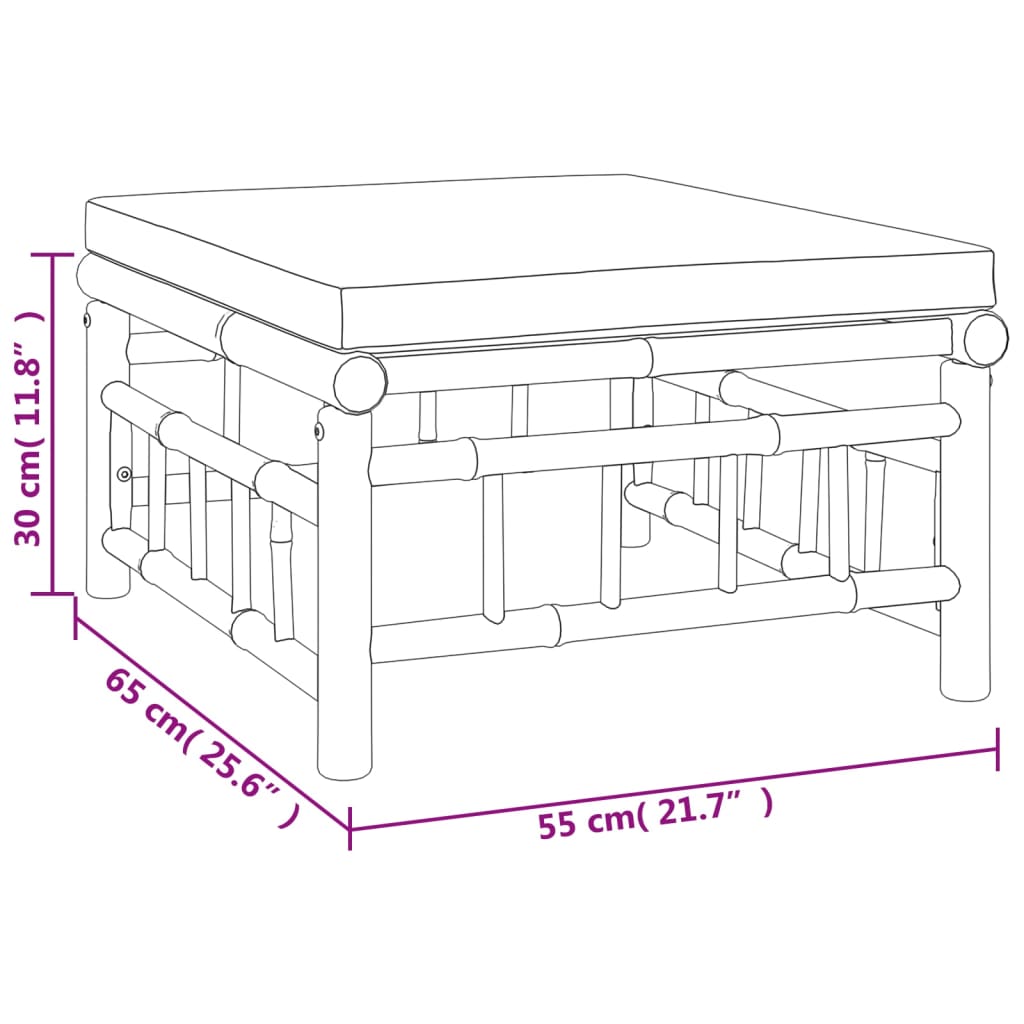 10-tlg. Garten-Lounge-Set mit Dunkelgrauen Kissen Bambus