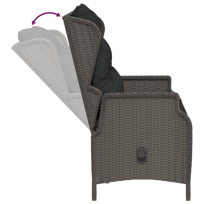 Gartenbank 2-Sitzer mit Kissen Schwarz Poly Rattan