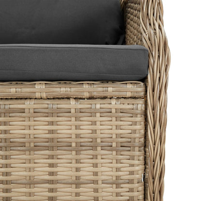 Gartenbank 2-Sitzer mit Kissen Braun Poly Rattan