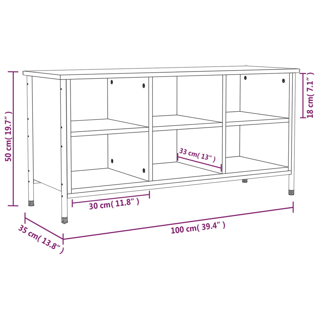 Schuhregal Sonoma-Eiche 100x35x50 cm Holzwerkstoff