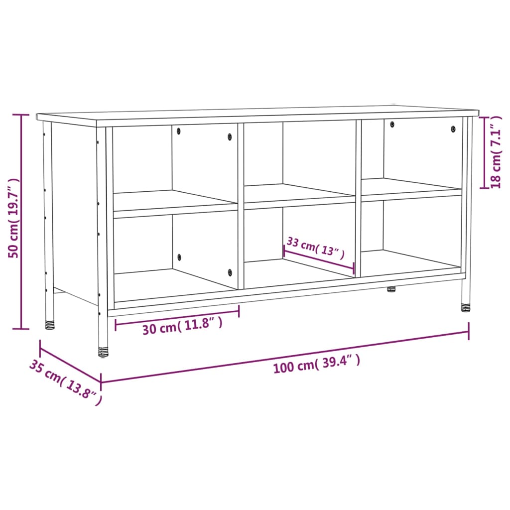 Schuhregal Räuchereiche 100x35x50 cm Holzwerkstoff