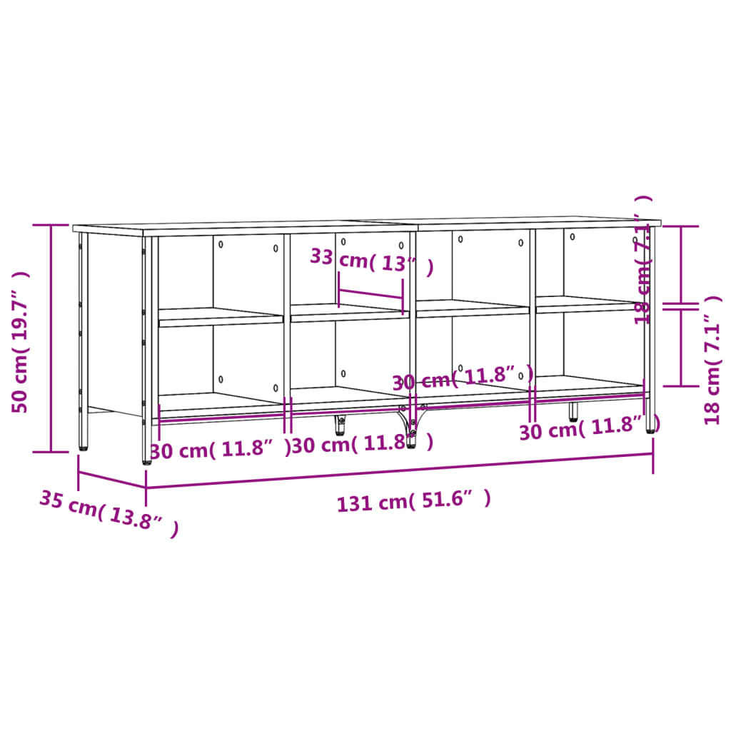 Schuhregal Grau Sonoma 131x35x50 cm Holzwerkstoff