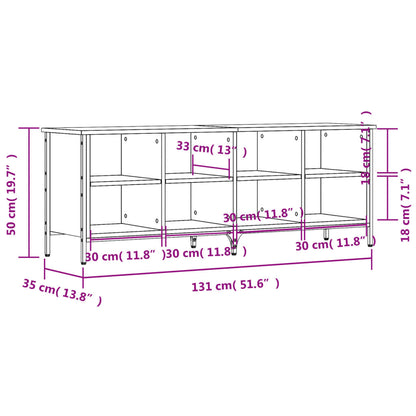 Schuhregal Braun Eichen-Optik 131x35x50 cm Holzwerkstoff