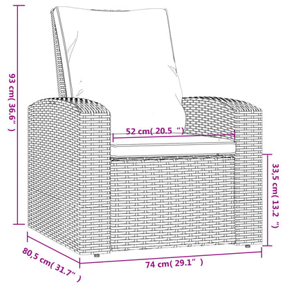 Gartensessel Verstellbar mit Kissen Hellbraun Poly Rattan