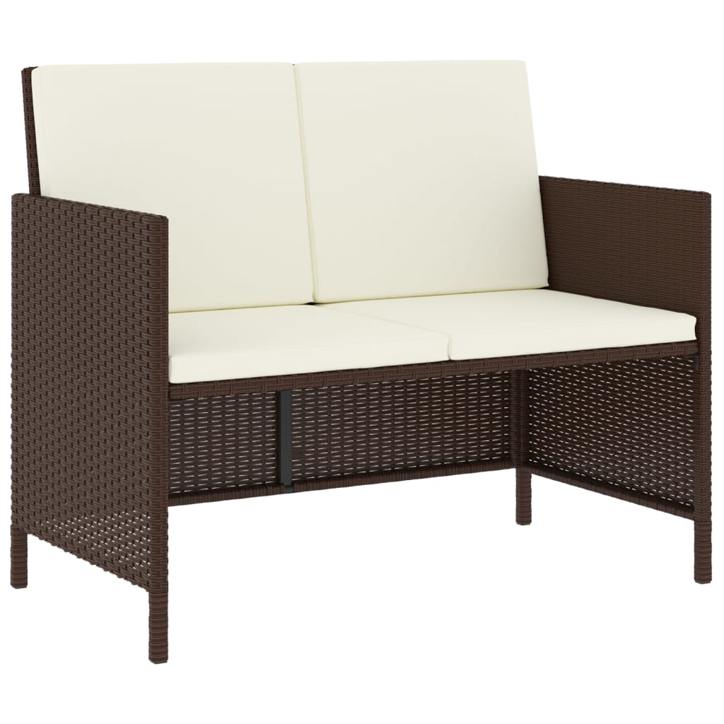 6-tlg. Garten-Essgruppe mit Kissen Braun Poly Rattan