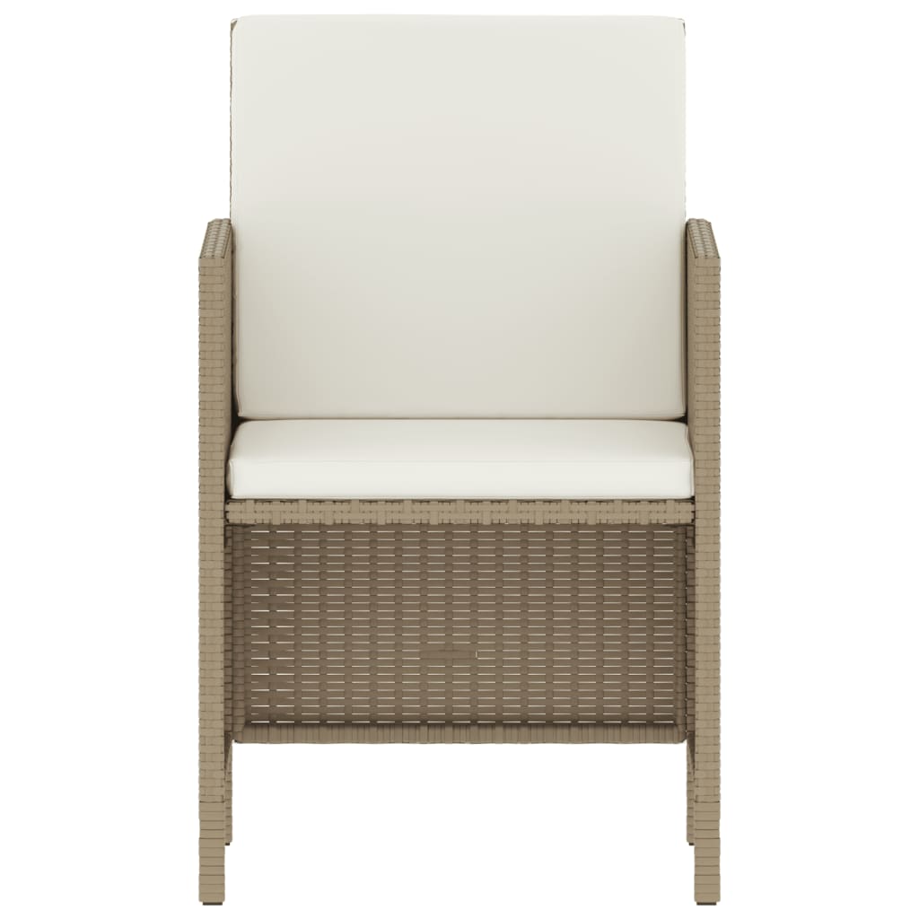 6-tlg. Garten-Essgruppe mit Kissen Beige Poly Rattan