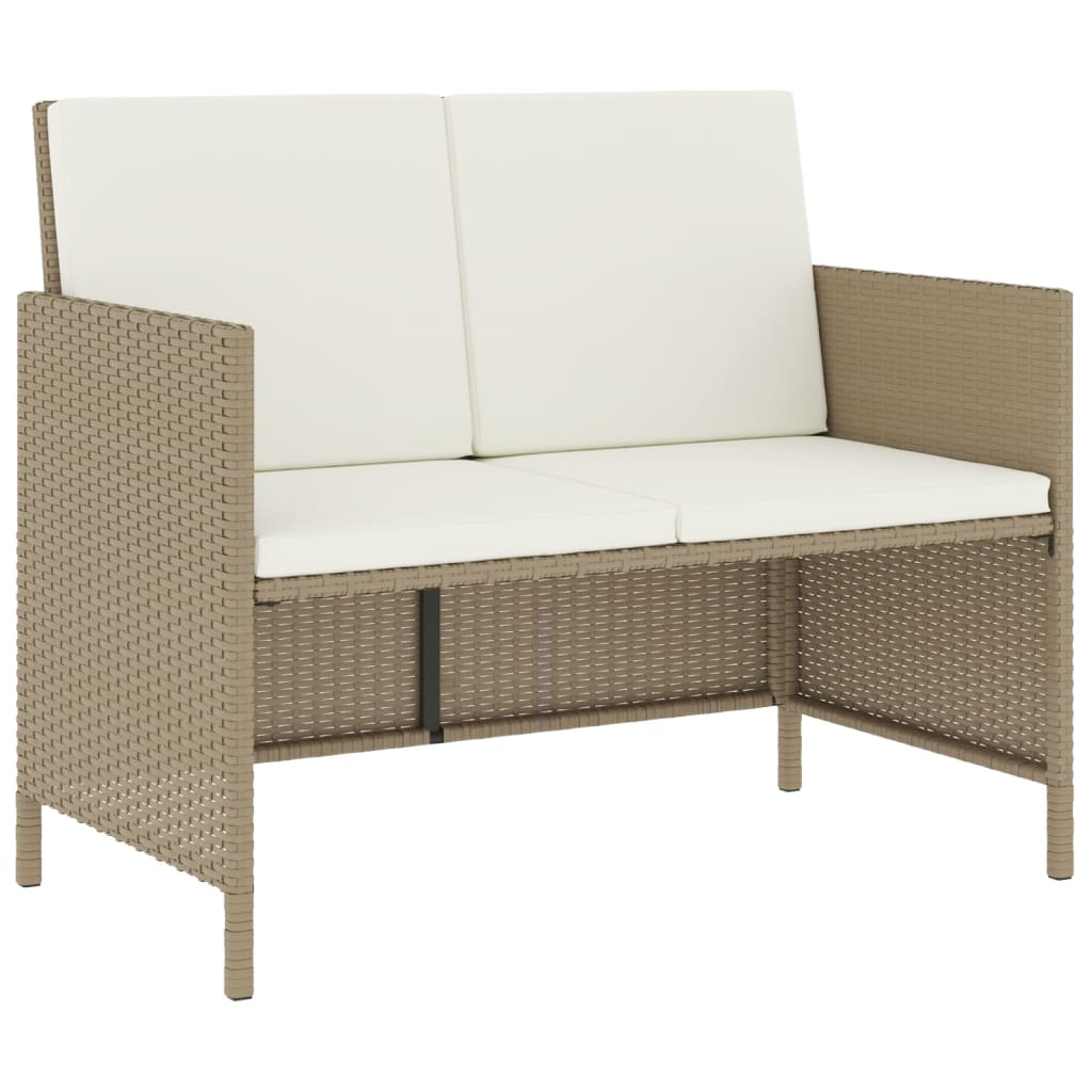 6-tlg. Garten-Essgruppe mit Kissen Beige Poly Rattan