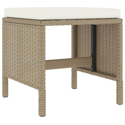 6-tlg. Garten-Essgruppe mit Kissen Beige Poly Rattan