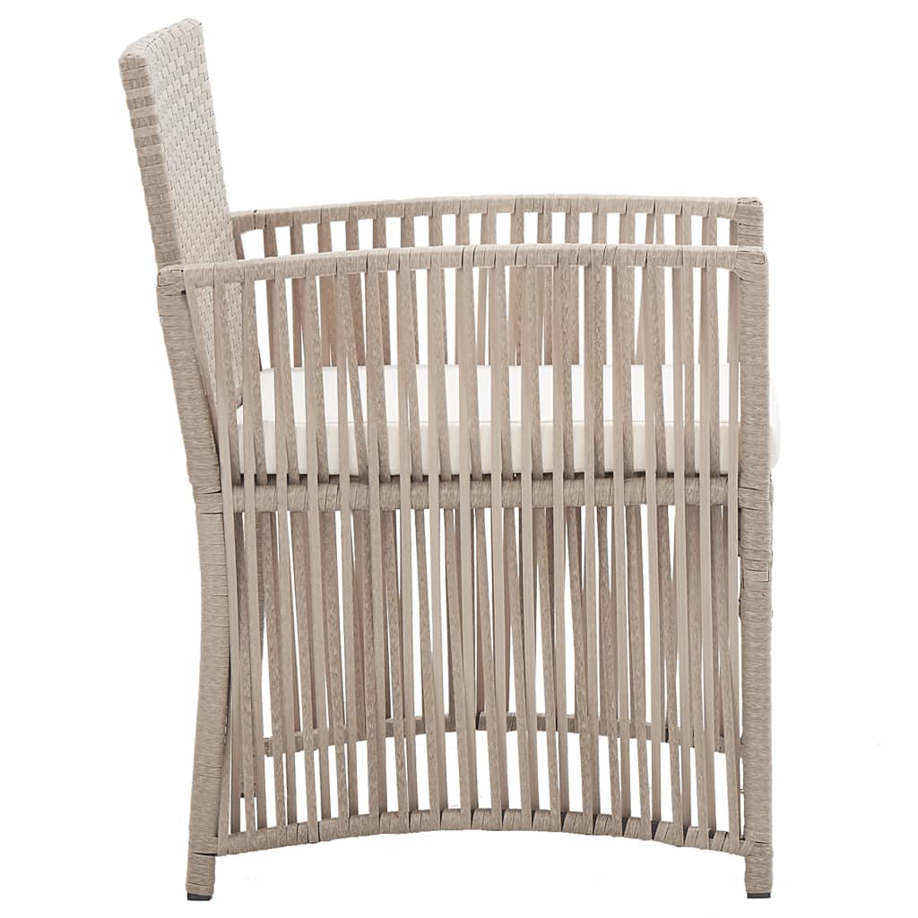 Gartensessel mit Sitzkissen 2 Stk. Beige Poly Rattan