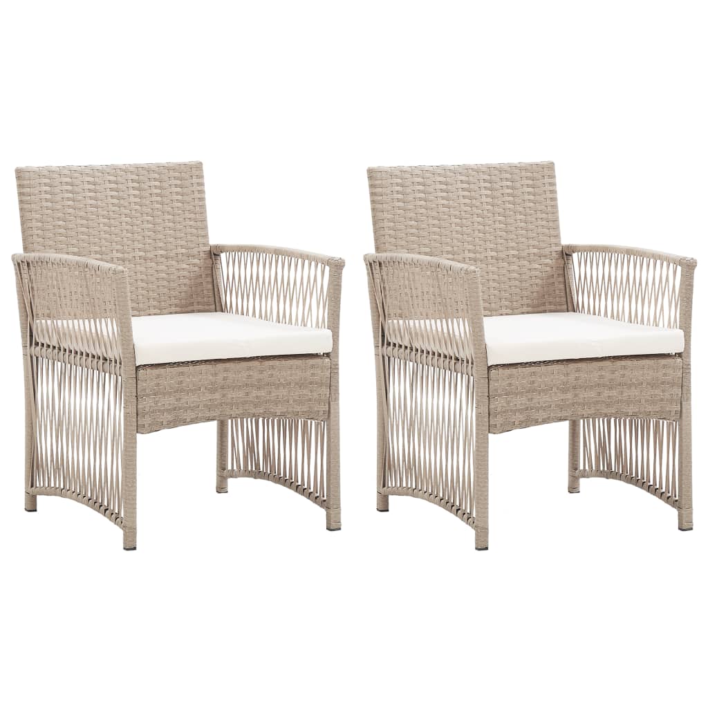 Gartensessel mit Sitzkissen 2 Stk. Beige Poly Rattan