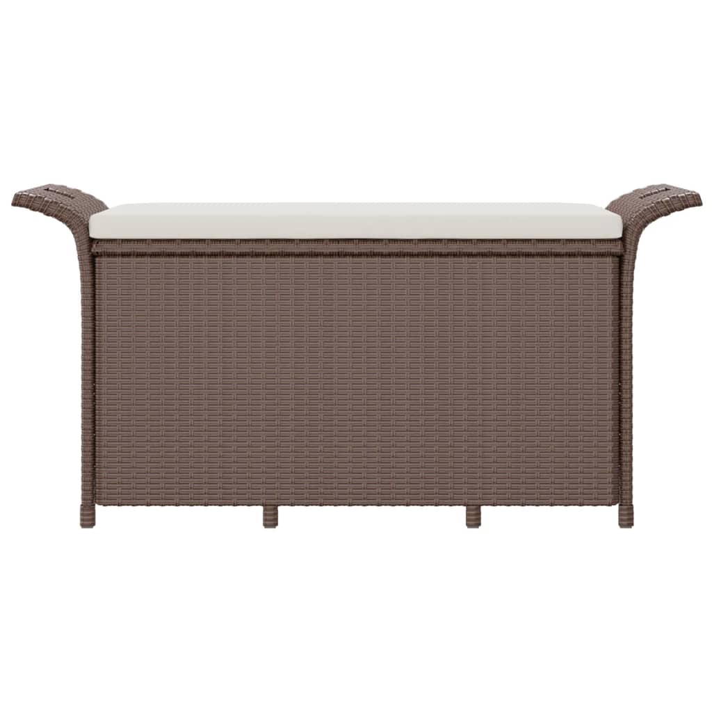 Gartenbank mit Kissen Braun 116x46x57 cm Poly Rattan