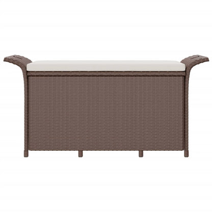 Gartenbank mit Kissen Braun 116x46x57 cm Poly Rattan