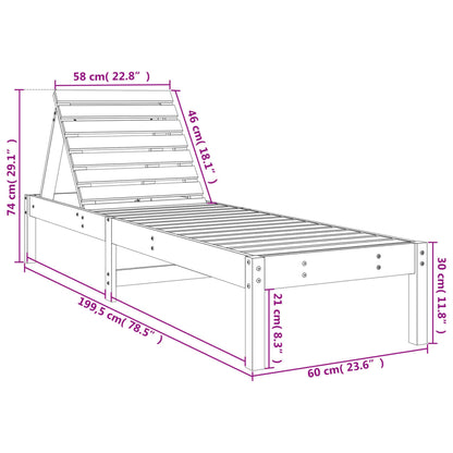 Sonnenliegen 2 Stk. mit Tisch Massivholz Kiefer