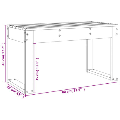 Gartenbank Schwarz 80x38x45 cm Massivholz Kiefer