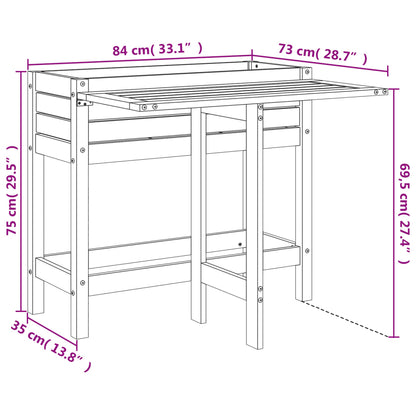 Pflanzkübel mit Klapptisch Massivholz Kiefer