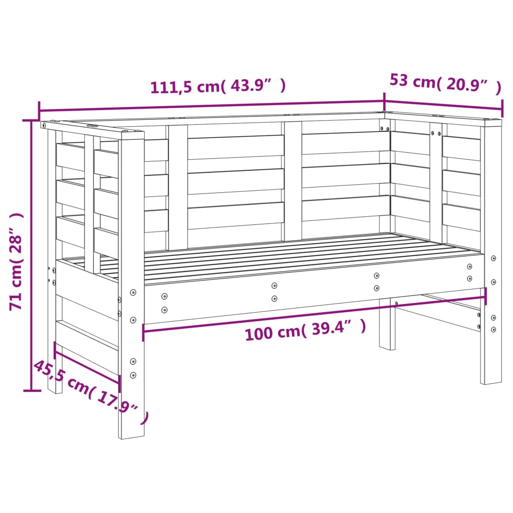 Gartenbank Grau 111,5x53x71 cm Massivholz Kiefer