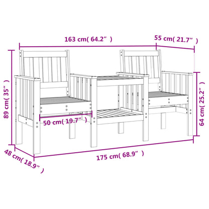 Gartenbank mit Tisch 2-Sitzer Massivholz Kiefer