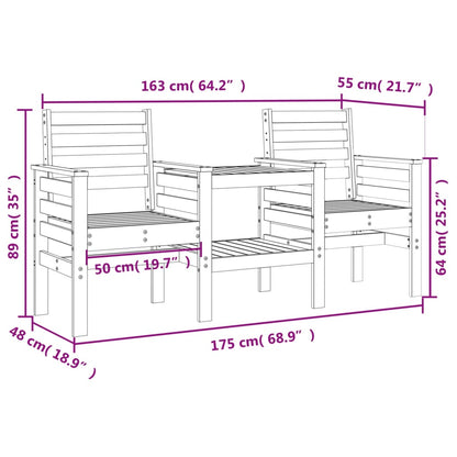 Gartenbank mit Tisch 2-Sitzer Massivholz Kiefer