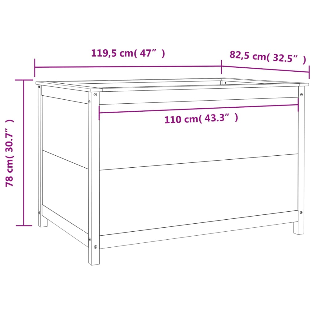 Hochbeet 119,5x82,5x78 cm Massivholz Douglasie