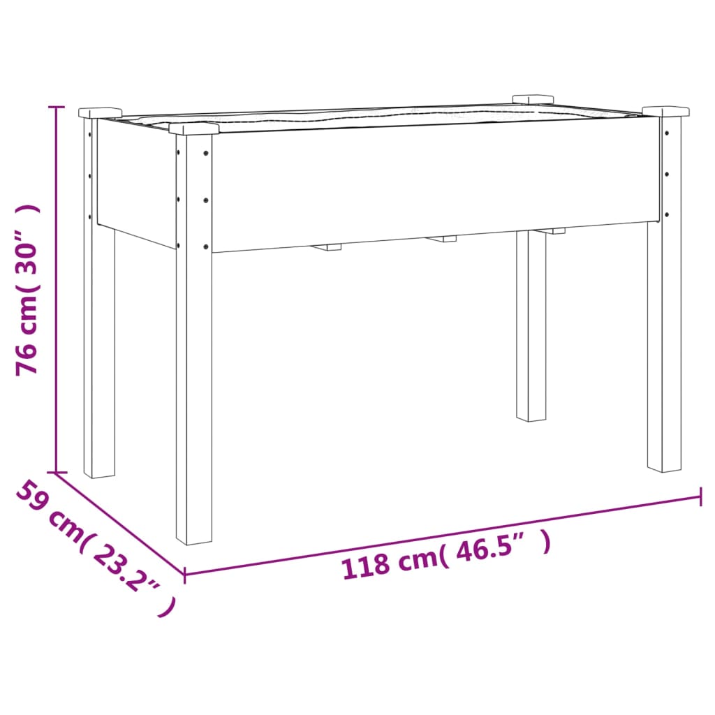 Pflanzkübel mit Einsatz 118x59x76 cm Massivholz Tanne